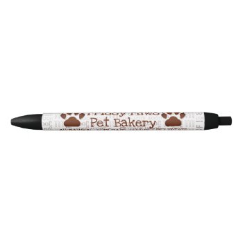 Brown Paw Business Name And Woof Art Black Ink Pen by PAWSitivelyPETs at Zazzle
