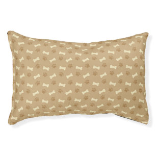 Brown Paw Print Bone Pattern Pet Bed