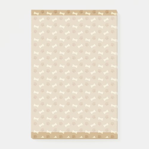 Brown Paw Print Bone Pattern Post_it Notes