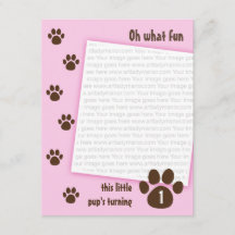 Brown Paw Print on Pink Birthday