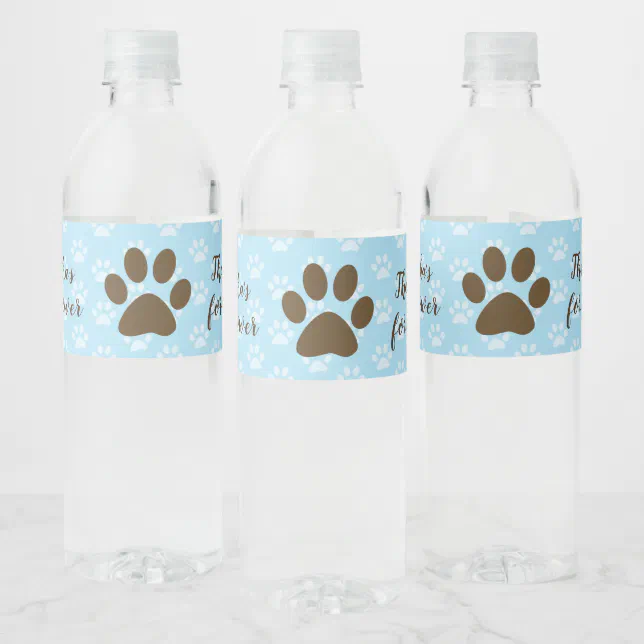 Brown Paw Print Puppy Dog Water Bottle Label | Zazzle