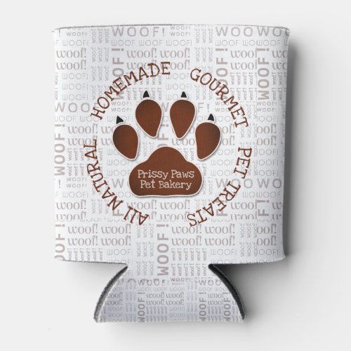 Brown Paw Print with Business Name Can Cooler