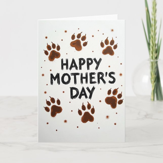 Brown Paw Prints Mothers Day Card (Front)