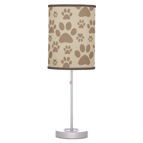 Brown Paw Prints Pattern Table Lamp