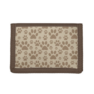 Brown Paw Prints Pattern Tri-fold Wallet