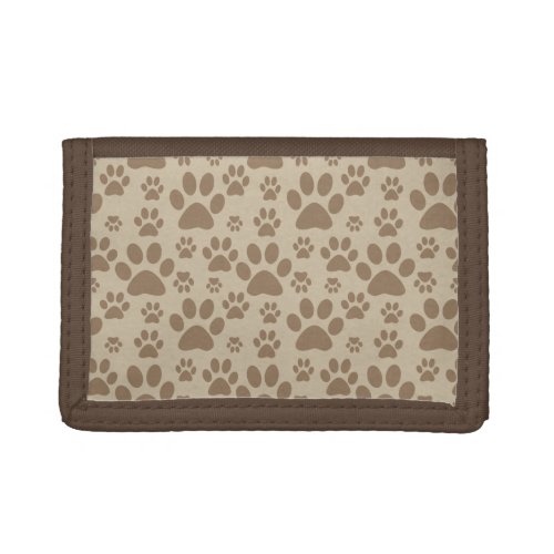 Brown Paw Prints Pattern Tri_fold Wallet