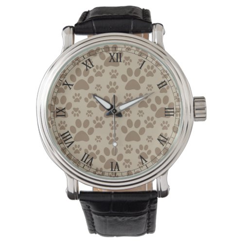 Brown Paw Prints Watch