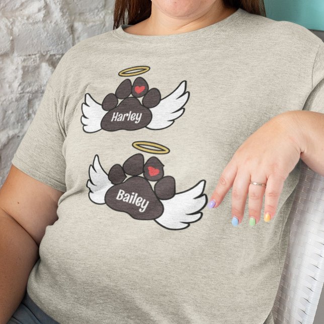 Brown Paws Red Heart Angel Wings 2 Dogs Memorial Tri-Blend Shirt (Creator Uploaded)