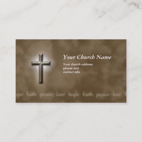 Brown Peace Love Faith Christian Business Card