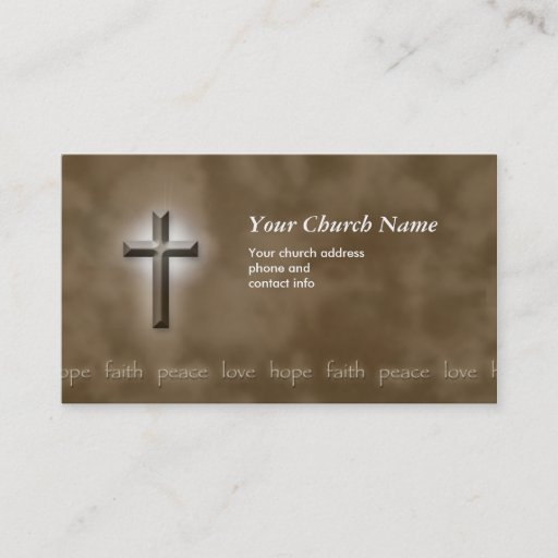 Customizable Brown Peace Love Faith Christian Business Card