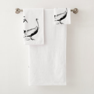 Brown Pelican Birds Wildlife Harbor Bath Towel Set