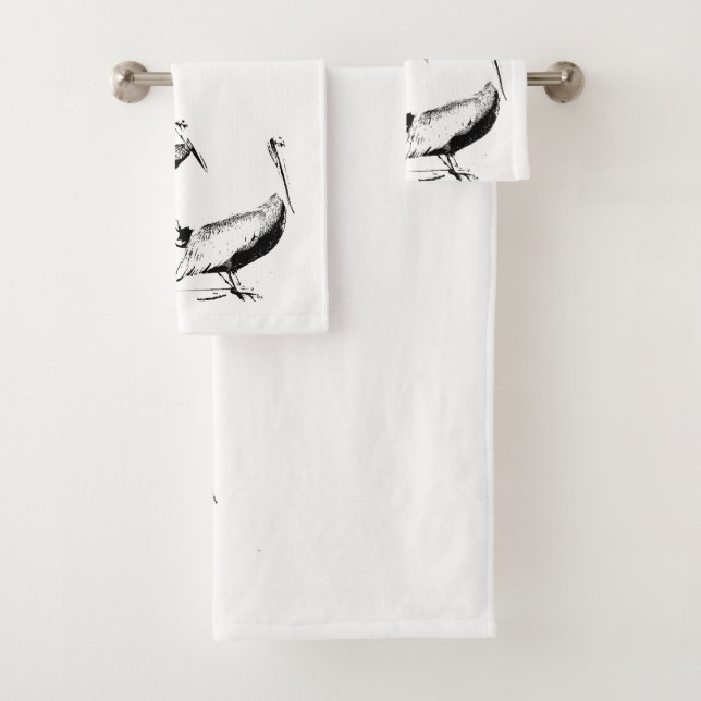 Brown Pelican Birds Wildlife Harbor Bath Towel Set (Insitu)
