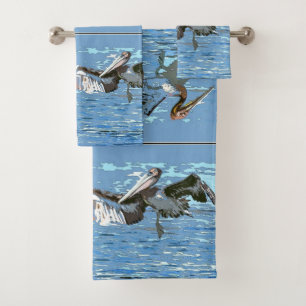 Brown Pelican Birds Wildlife Ocean Bath Towel Set