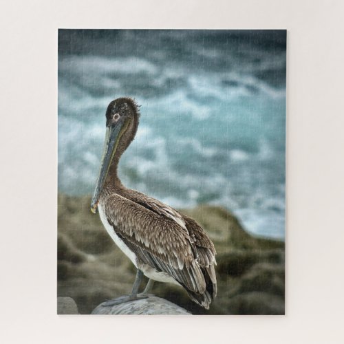 Brown Pelican by the Ocean Jigsaw Puzzle