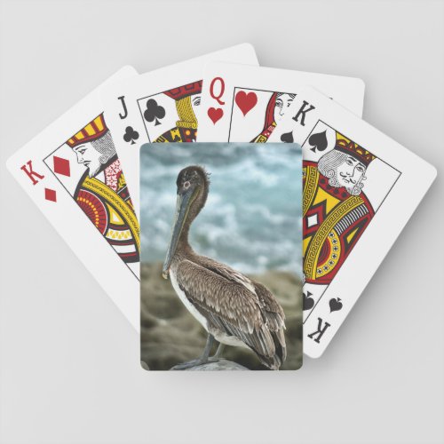 Brown Pelican by the Ocean Playing Cards