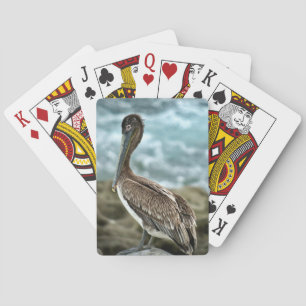 Brown Pelican by the Ocean Poker Cards