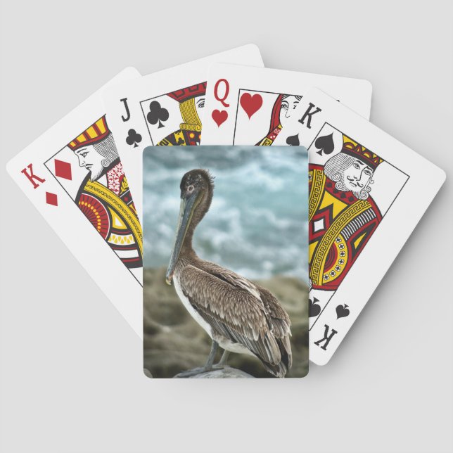 Brown Pelican by the Ocean Poker Cards (Back)