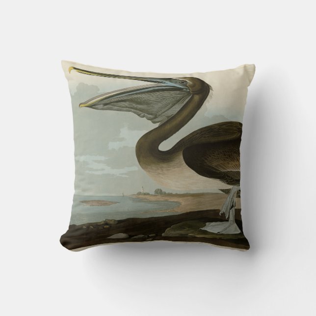 Brown Pelican from Audubon's Birds of America Throw Pillow (Front)
