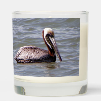 Brown Pelican glass candle
