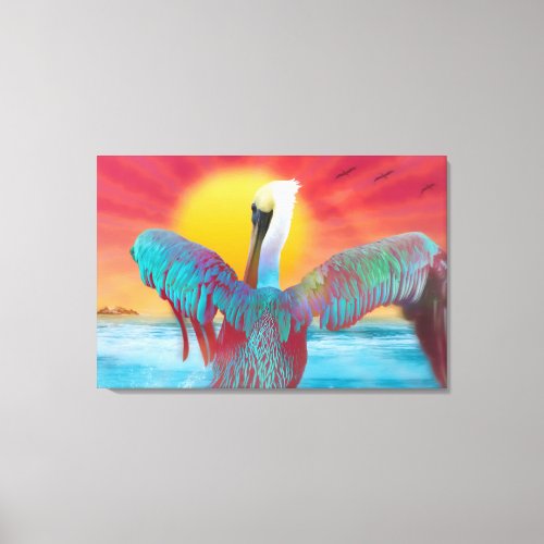 Brown Pelican ISLAND SUNSET Canvas Print