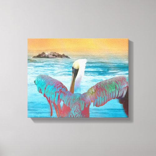 Brown Pelican ISLAND SUNSET Canvas Print