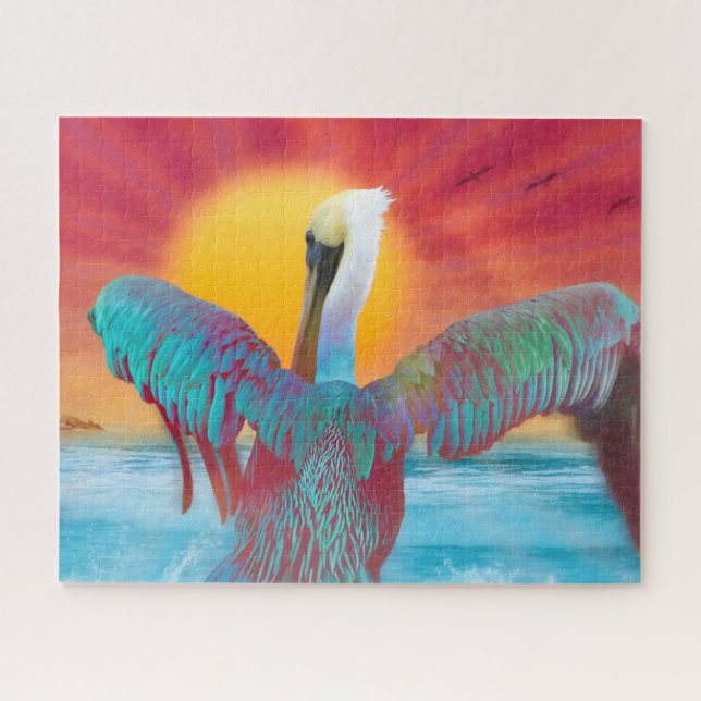 Brown Pelican ISLAND SUNSET Jigsaw Puzzle (Horizontal)