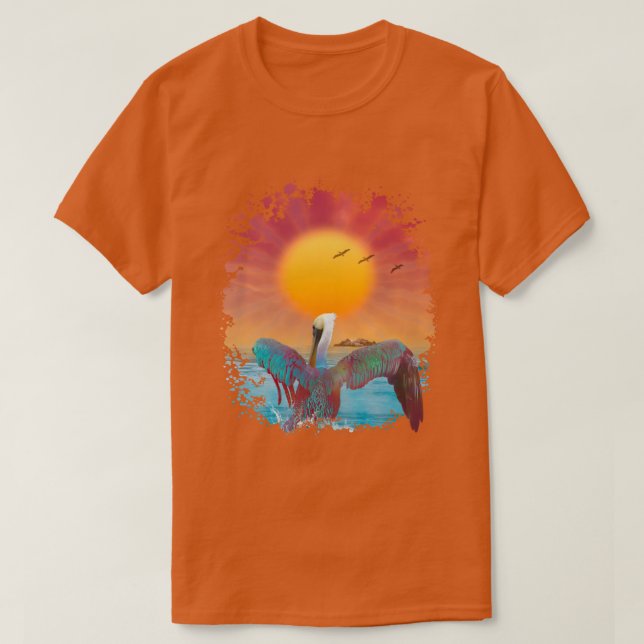 Brown Pelican ISLAND SUNSET T-Shirt (Design Front)