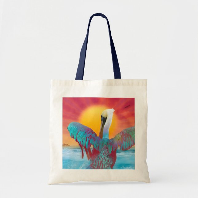 Brown Pelican ISLAND SUNSET Tote Bag (Front)