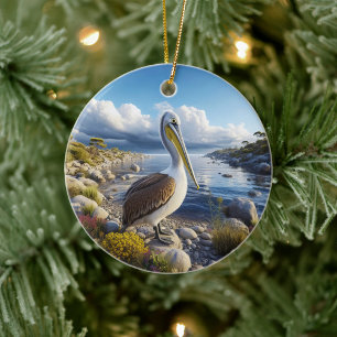 Brown Pelican Keepsake Ceramic Ornament