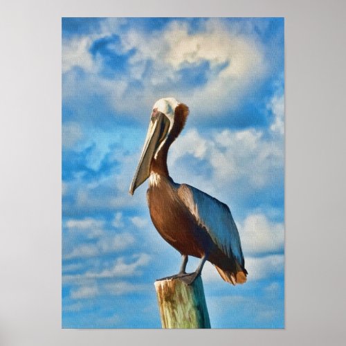 Brown Pelican on Post Poster or Print