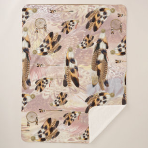 Brown Pelican or Hawk feathers Sherpa Blanket