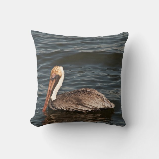 Brown pelican (Pelecanus occidentalis) Throw Pillow (Front)