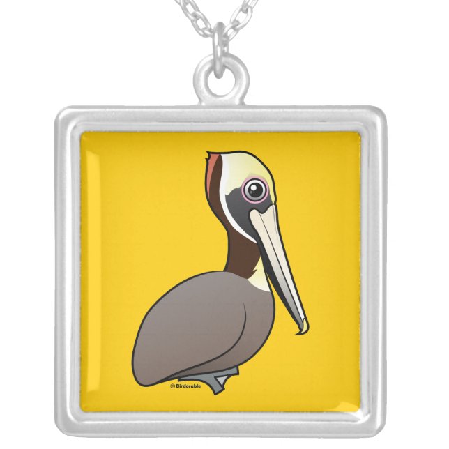 Brown Pelican Silver Plated Necklace (Front)