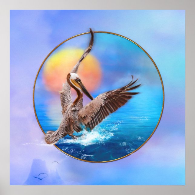 Brown Pelican SUN KISSED PELICANS ISLAND Poster (Front)