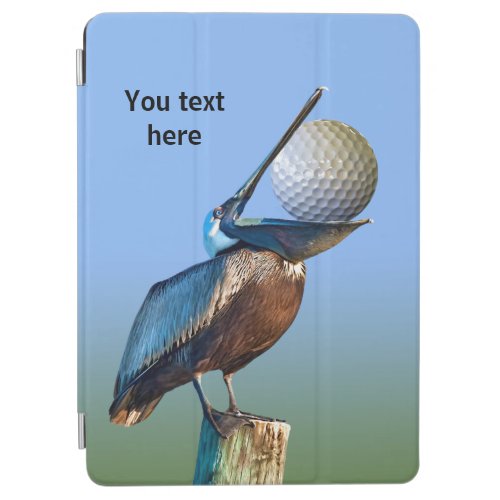 Brown Pelican with Golf Ball Customizable Text iPad Air Cover