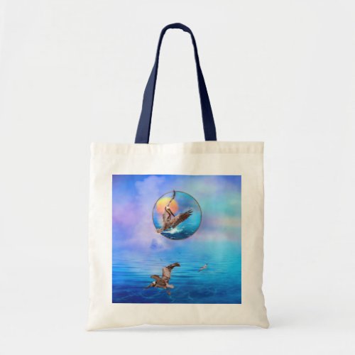 Brown Pelicans SUN KISSED ISLAND Tote Bag