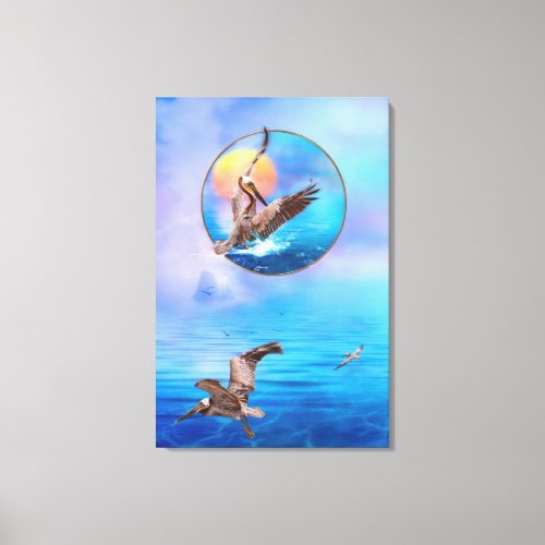 Brown Pelicans SUN KISSED PELICAN ISLAND Canvas Print