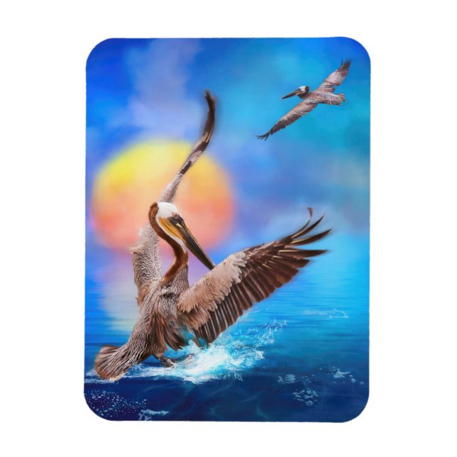 Brown Pelicans SUN KISSED PELICAN ISLAND Magnet (Vertical)