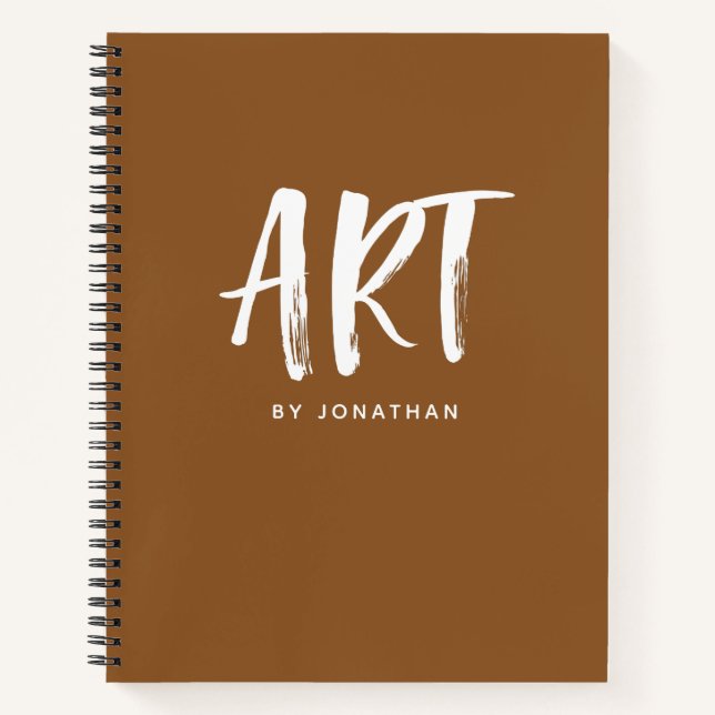 Brown Personalized Artist Sketchbook Your Name Notebook (Front)