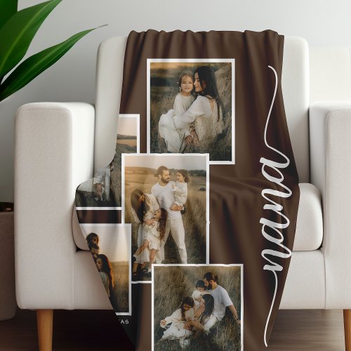 Brown Personalized Nana Grandkid 5 Photo Collage 
