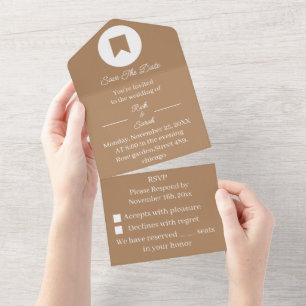 Brown Personalized Save The Date All In One Invitation