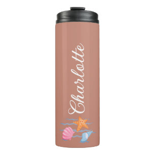 Brown Personalized Seashells  Thermal Tumbler