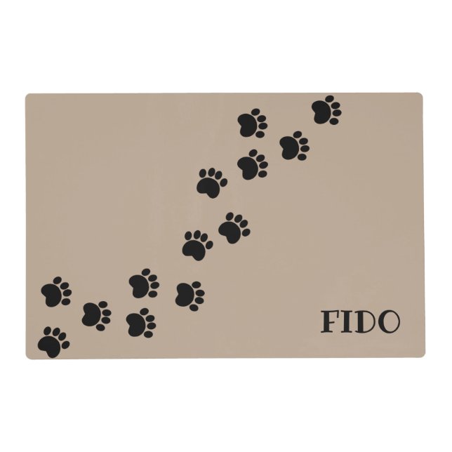 Brown Pet/ dog paw path w name Placemat (Front)