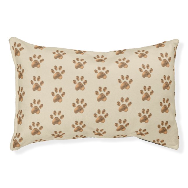 Brown Pet Paws on Light Beige Pet Bed (Front)