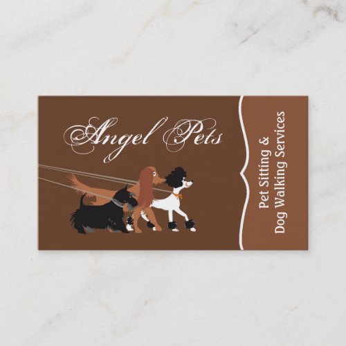 Brown Pet Sitting Dog Walking Walker Business Card
