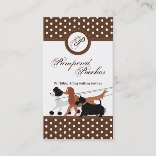 Brown Pet Sitting Dog Walking Walker Business Card