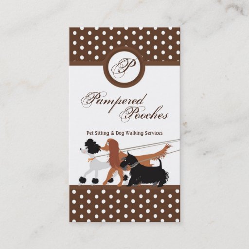 Customizable Brown Pet Sitting Dog Walking Walker Business Card