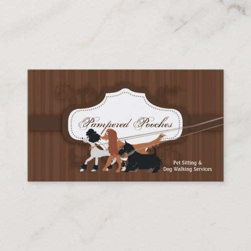 Brown Pet Sitting Dog Walking Walker Business Card