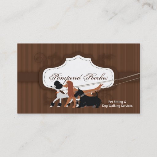 Customizable Brown Pet Sitting Dog Walking Walker Business Card