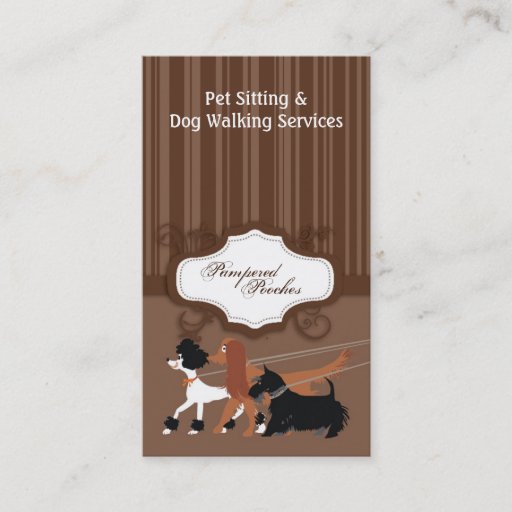 Customizable Brown Pet Sitting Dog Walking Walker Business Card